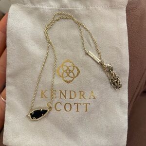 Kendra Scott Silver Necklace with Black Pendant
